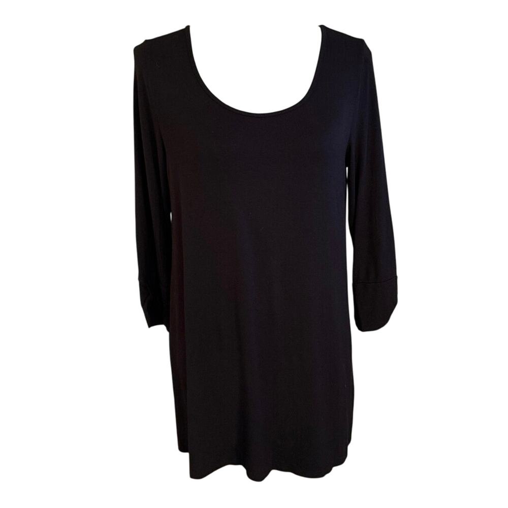 J Jill Size S Wearever Collection Stretch Knit Top Black 3/4 Sleeves